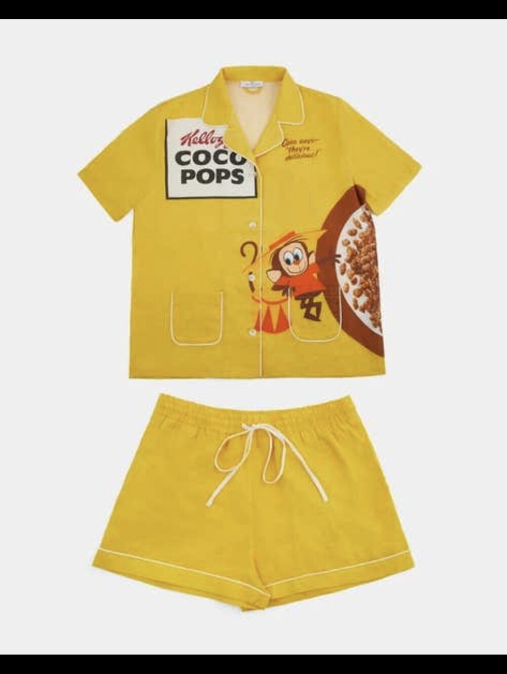 Anya Hindmarch Coco Pops Print Shirt & Shorts Set Linen Large Rare - Picture 2 of 12